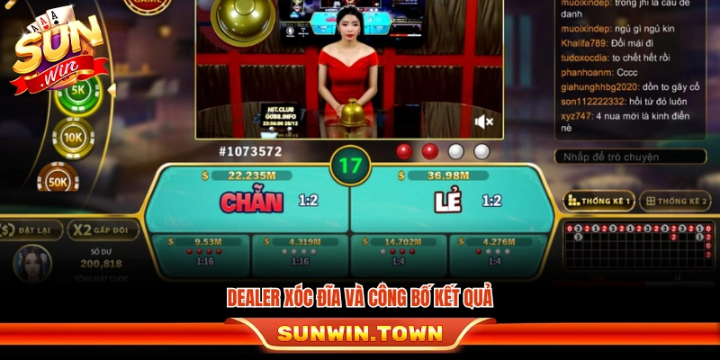 Dealer thực hiện xóc đĩa và đưa ra kết quả